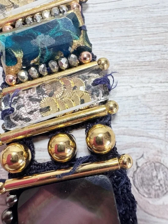 Nocturne chunky beaded Lisa bracelet gold tone bohemian - Picture 8 of 16